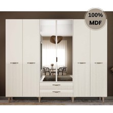Comiet Menekşe 6 Kapak Mdf Ayaklı Tasarım Gardırop