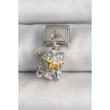 Uravas Store 316L Çelik Gümüş Renk Sallantı Aslan Model Nomination Charm