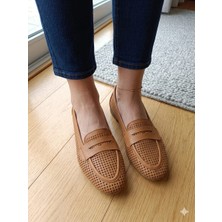 Pynare Delikli Loafer Taba Ayakkabı