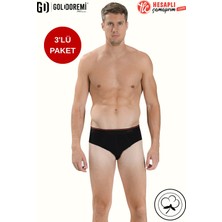Jiber 323 Premium Erkek Likralı Pamuklu 3'lü Rahat Kalıp Kemer Bel Lastik Kutulu Slip Külot