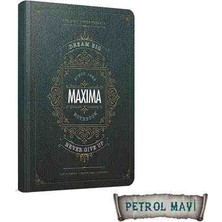 Gıpta Maxıma Iplik Dikişli Yaldızlı Sert Kapak Çizgisiz Defter - 13X21 cm 120 Yp Lastik Kalemlikli Ajanda -  Petrol Mavi Kapak ( Fıne Qualıty Paper Products - Dream Bıg - Notebook - Never Gıve Up