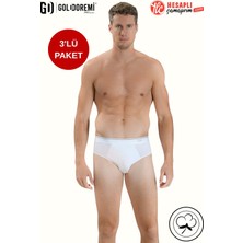 Jiber 323 Premium Erkek Likralı Pamuklu 3'lü Rahat Kalıp Kemer Bel Lastik Kutulu Slip Külot