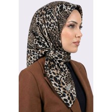 Hadiora Zer Kadın Taba Kahve Leopar Desenli Organik Pamuk Soft Eşarp