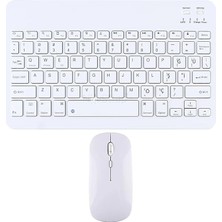 Klavye Mouse Seti Şarj Edilebilir (Türkçe Q Karakterli) Tüm Tablet ve Telefonlar ile Uyumlu Beyaz