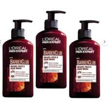 L'orealparis Men Expert Barber Club 3 In 1 ( Sakal, Yüz ve Saç) Yıkama Jeli 200 ml x 3 Adet