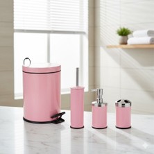 4 Lü Banyo Seti Pembe | Pembe Banyo Aksesuar Seti