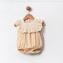 Butik Kız Bebek Puantiye Yaka Detaylı Tulum Pamuklu