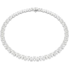 Swarovski Matrix Kolye Pear Cut Beyaz Rodyum Kaplama