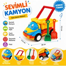 Shoplandu Sevimli Kamyon Araba Büyük Boy Saplı Taşınabilir Kürek Süzgeç Tırmıklı Fileli Kamyon 38 cm