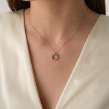 Cherry By Özkonak Taşlı&boncuklu Çiçek Motif Altın Kolye