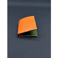 Oakco Leather Turuncu- Yeşil Tasarımderi Cüzdan