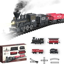 Apexma Oyuncak Işıklı ve Sesli Buhar Atan Retro Model Tren - 25 Parça Raylı Duman Atan Tren Demiryolu Seti