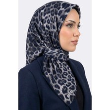 Hadiora Rumipek Kadın Lacivert  Leopar Desenli Organik Pamuk Soft Eşarp