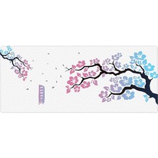 Gaming Sakura Mouse Pad 90X40 Cherry Blossom Mouse Pad Xxl Büyük Oyuncu Mouse Altlığı Kiraz Çiçeği Mousepad (Beyaz-Gökkuşağı, 90X40 cm 3mm Kalınlık)