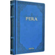 Gıpta Pera Yaldızlı Deri Kapaklı Özel Ciltli Defter - 13X21 cm 120 Yp Çizgisiz Ajanda Mavi