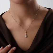 Cherry By Özkonak Bombe Damla Taşlı Altın Kolye