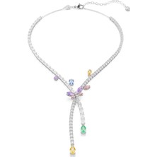 Swarovski Ariana Grande x Swarovski Kolye Karışık Kesim Yusufçuk Çok Renkli Rodyum Kaplama