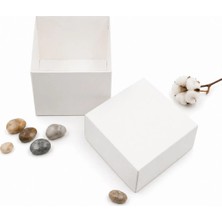 10 x 10 x 10  cm  Beyaz Kapaklı Bristol Kutu Hediye Kutusu 5 Adet