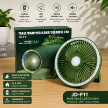GUNKES Taşınabilir Kamp Vantilatörü JD-F11 | Şarjlı Masaüstü Fan, LED Işıklı Soğutucu