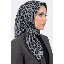 Hadiora Rumipek Kadın Gri Siyah Leopar Desenli Organik Pamuk Soft Eşarp