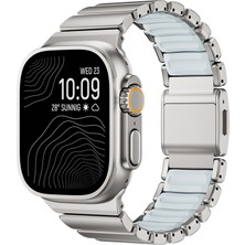 Ceponya Apple Watch 42MM Uyumlu Kordon Metal Kasa Silikon Iç Kısım Tasarım