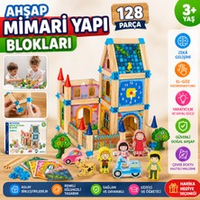 Trust Store Ahşap Mimari Yapı Blokları 128 Parça Eğitici Zeka Geliştirici Inşaat Oyuncak Seti 3+ Yaş