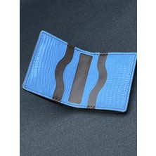 Oakco Leather Kahverengi-Mavi Tasarım Cüzdan