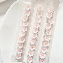 Efna Store Lotus Çiçeği Beyaz Pembe Renk 10'lu Saç Küpesi,charmı