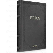 Gıpta Pera Deri Kapaklı Özel Ciltli Defter - 13X21 cm 120 Yp Çizgisiz Ajanda - Siyah