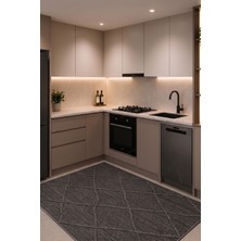 Tch Home Living Pia Gri Iskandinav Karo Tasarım Jüt Taban Halı, Salon Halısı, Mutfak Halısı, Koridor Halısı, Yolluk, Dış Mekan Halısı