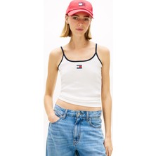 Tommy Jeans Ekru Kadın T-Shirt Tjw Slım Badge Strappy Top