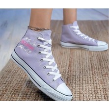 Ymn Ayakkabı Imzalı Black Pink Baskılı, Lila Bilekli Spor Ayakkabı, Çocuk Sneaker