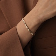 Cherry By Özkonak Oval Damla Sıralı Altın Bileklik
