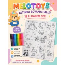 Melo Toys Yıkanabilir Boyama Örtüsü 100*150 cm & 12 Li Keçeli Kalem