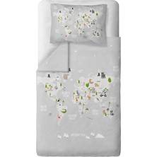 Casadora Baby Atlas Gri %100 Organik Pamuk Tek Kişilik Çocuk Nevresim Takımı 100 x 200 cm