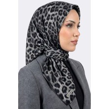 Hadiora Rumipek Kadın Gri Siyah Leopar Desenli Organik Pamuk Soft Eşarp