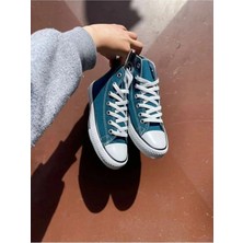Ymn Ayakkabı Unisex Günlük Keten Rahat Bilekli Kot Mavi Uzun Convers Sneaker Spor Ayakkabı