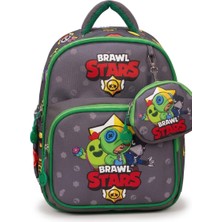 Jasfur Brawl Stars Anaokulu Çantası Yeşil-Gri Kreş ve Okul Öncesi Sırt Çantası Erkek Çocuk Okul Çantası
