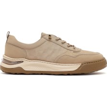 Derimod Zero Erkek Bej Bağcıklı Kalın Tabanlı Kumaş Sneaker 26SFD69216F