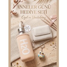 Deer Deri Hakiki Deri Cüzdan Anahtarlık ve Kare Kılıflı Matara Seti Anneler Günü Hediyesi