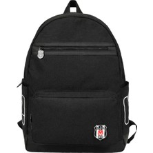 Beşiktaş Lisanslı Siyah Suni Deri Detaylı Sırt Çantası - 1903 Nakışlı Laptop Bölmeli Okul Çantası