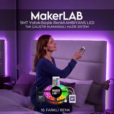 Makerlab 5 Metre Rgb Şerit LED Hazır Set - Yatak Başlığı Ambiyans Aydınlatma (Kumandalı & Adaptörlü)