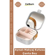 Carlburn #makyajçantası Seyahat Tipi Takı Çantası Kompakt Şık Taşınabilir Organizer Aynalı Makyaj Kutusu Çanta Boy