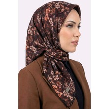 Hadiora Zer Kadın Kahverengi Taba Çiçek Desenli Organik Pamuk Soft Eşarp