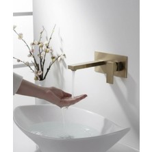 İsaoğlu Yapı Mat Gold Ankastre Lavabo Bataryası Mat Altın Kare Modern Duvardan Ankastre Lavabo Armatür