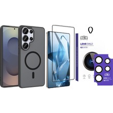 Vendas Samsung Galaxy S26 Ultra Kılıf M-Safe Şarj Özellikli Zore Babet Kapak + Hd Kamera Lens + Ekran Koruyucu