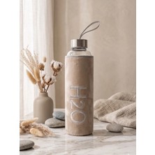 Tohana H2O Peluş Kılıflı Cam Matara 600 ml Sütlü Kahverengi - Renk Seçenekli