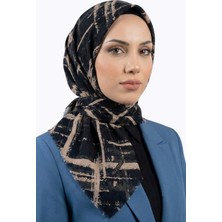 Hadiora Kadın Siyah Taba Soyut Desenli Pamuklu Flamlı Eşarp