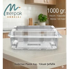 Merpak Ambalaj Plastik Saklama Kabı 1000 gr 100'LÜ Yüksek Kapaklı Kurabiye Kabı Şeffaf Sızdırmaz Kap