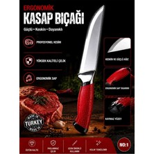 Plastmarket Lazoğlu Ergonomik Kasap Bıçağı, Silikon Saplı Kasap Bıçağı, Profesyonel Kullanım, 28 cm